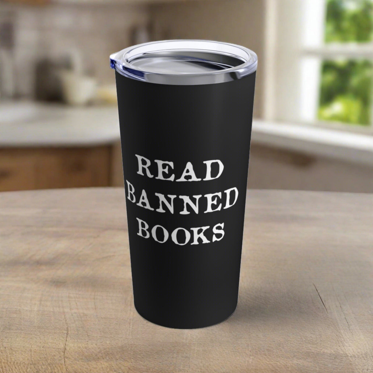 Read Banned Books Black Stainless Steel Travel Tumbler Mug 20 Oz