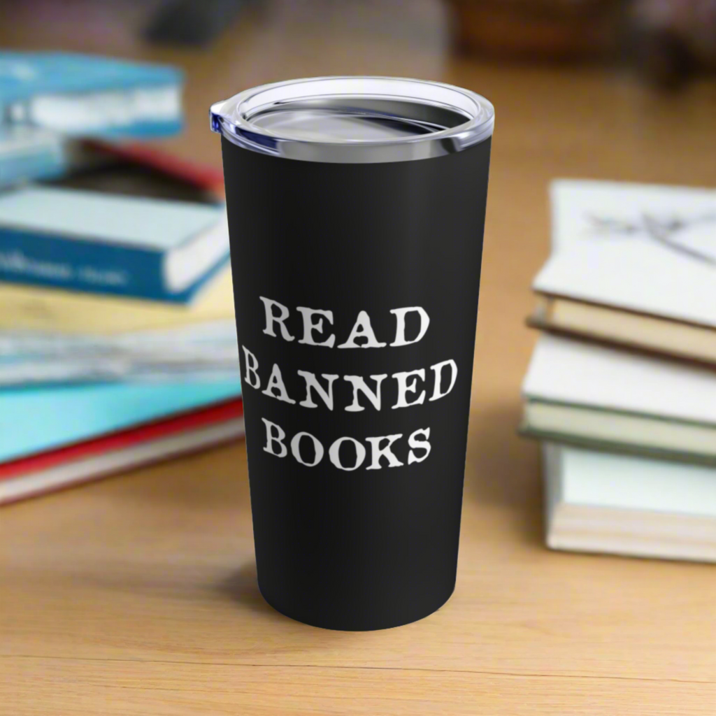 Read Banned Books Black Stainless Steel Travel Tumbler Mug 20 Oz
