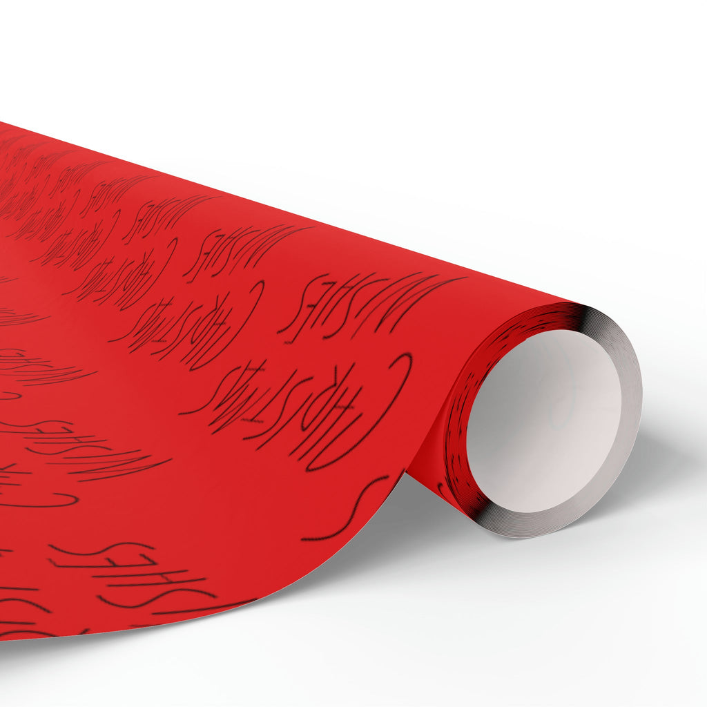 Christmas Wishes Red Mid Century Retro Christmas Print Holiday Gift Wrap Paper - Glossy Or Matte