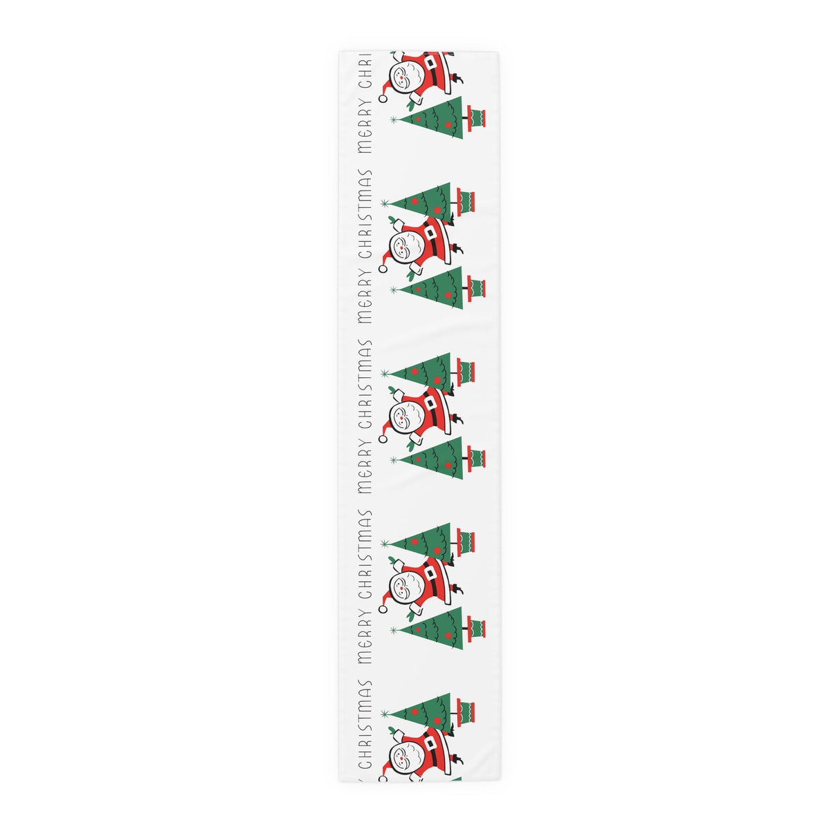 Merry Christmas Santa Christmas Trees Mid Century Retro Style Christmas Decor Red Cotton Poly Table Runner