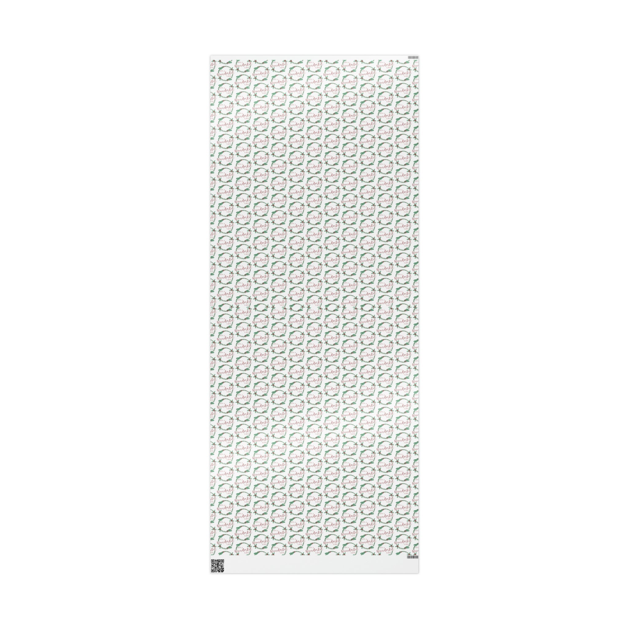 It's A Wonderful Life Christmas Wreath Retro Style Holiday Gift Wrap Paper - Glossy Or Matte