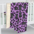 Witchy Kitties Purple Halloween Sherpa Fleece Blanket