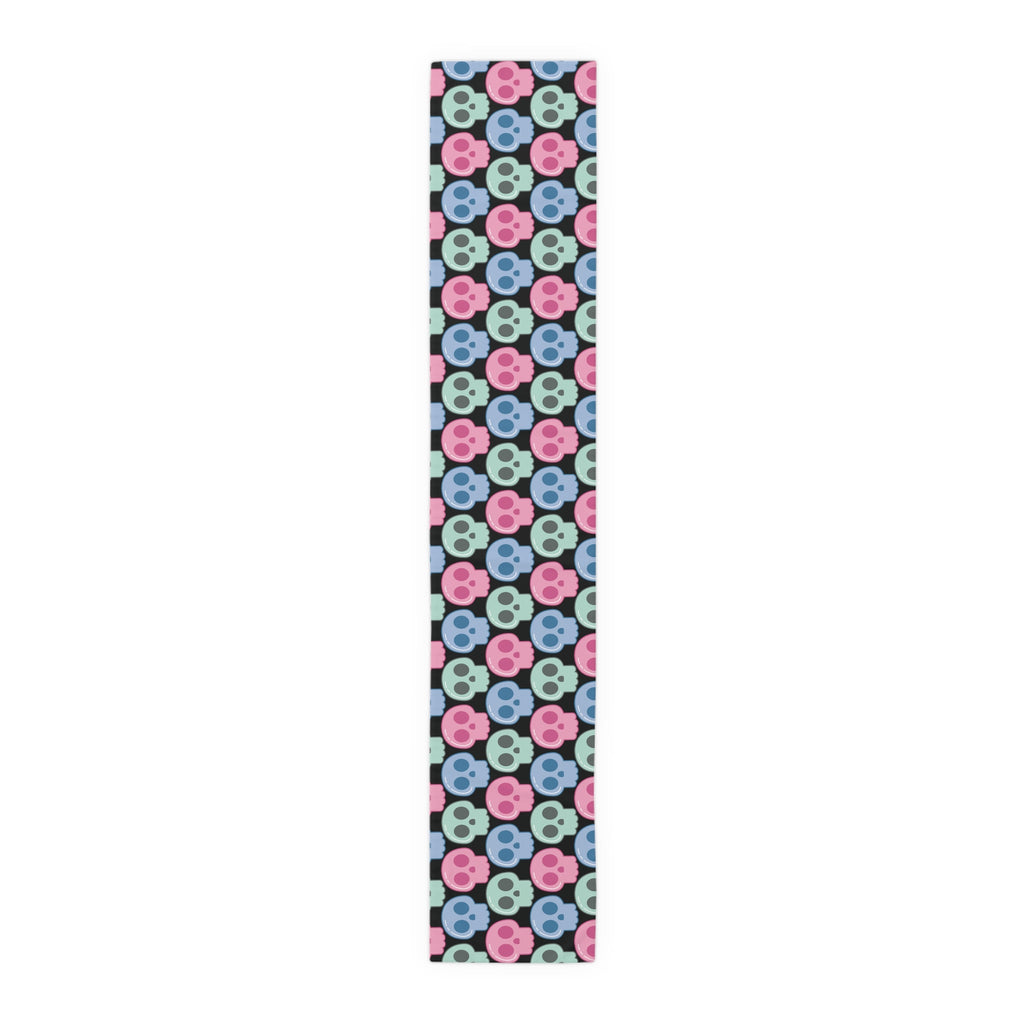Pastel Goth Skulls Cute Halloween Black Decor Cotton Poly Table Runner