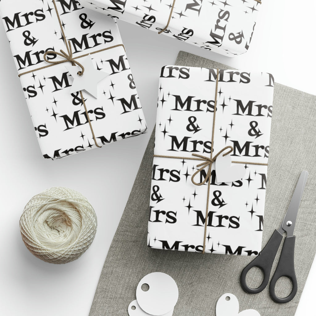 Mrs. And Mrs. Atomic Mid Century Retro Style Wedding Holiday Gift Wrap Paper - Glossy Or Matte
