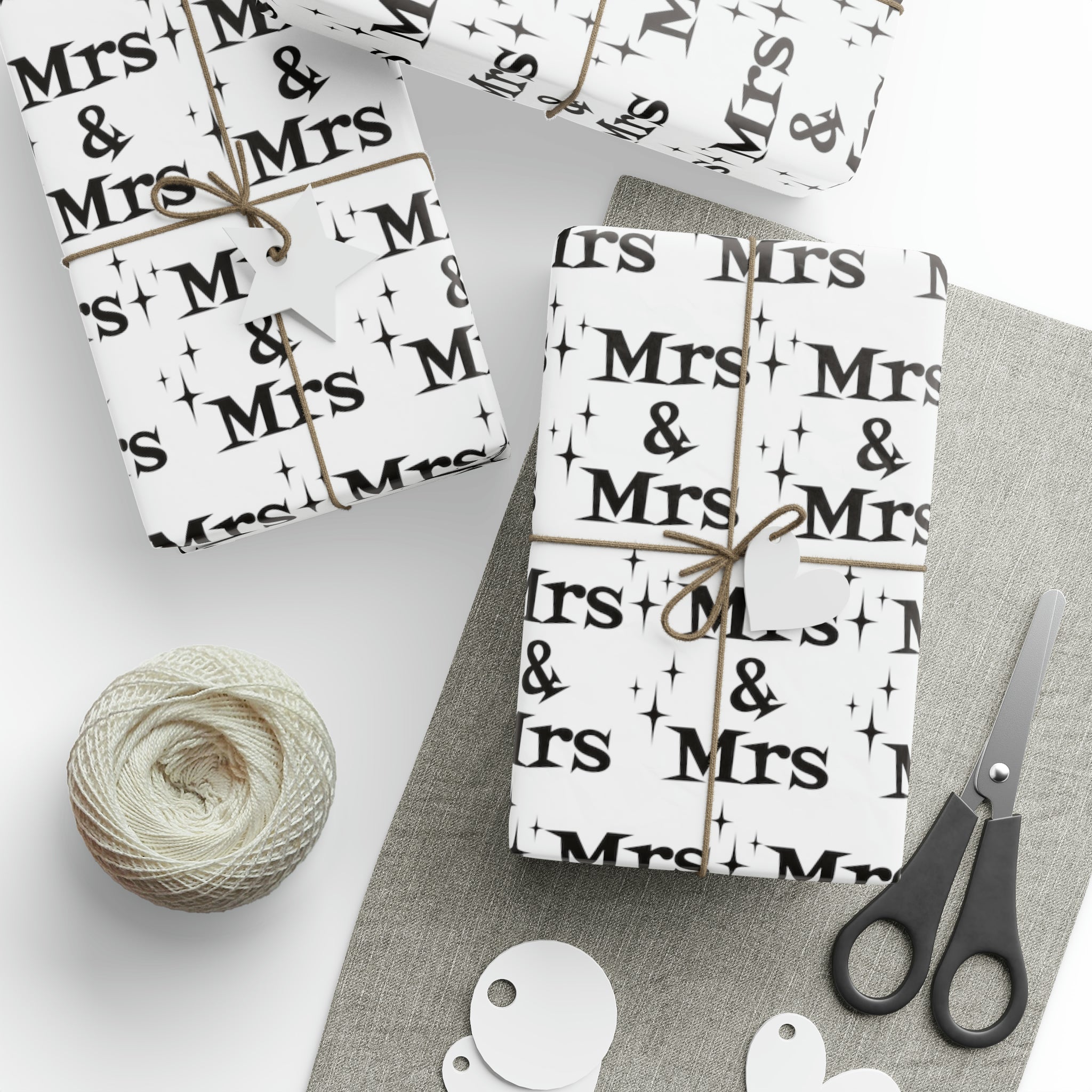 Mrs. And Mrs. Atomic Mid Century Retro Style Wedding Holiday Gift Wrap Paper - Glossy Or Matte
