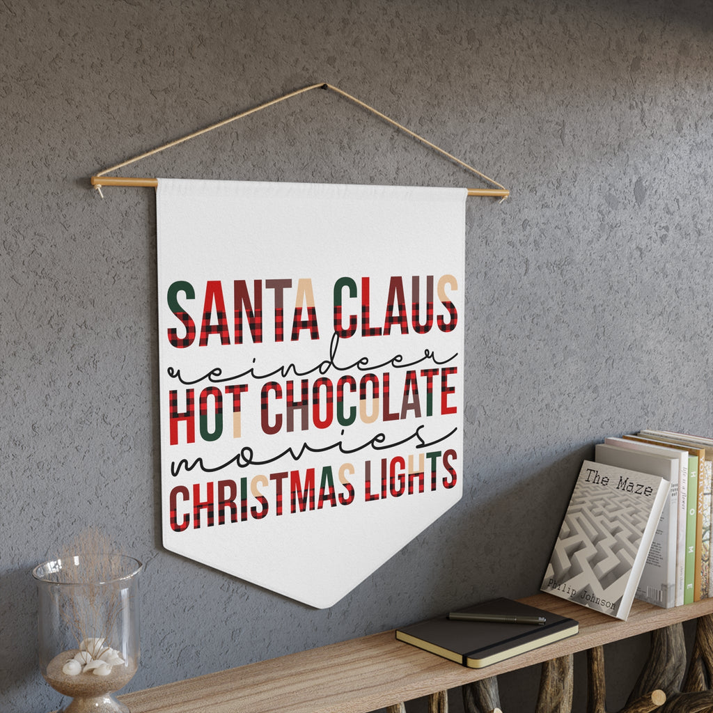Santa Claus Reindeer Hot Chocolate Movies Christmas Lights Christmas Wall Hanging Banner Flag