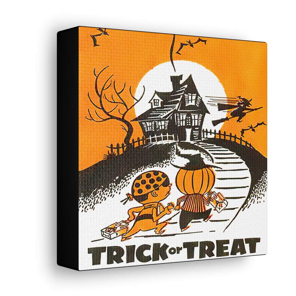 Trick Or Treat Retro Halloween Print Canvas Gallery Wrap