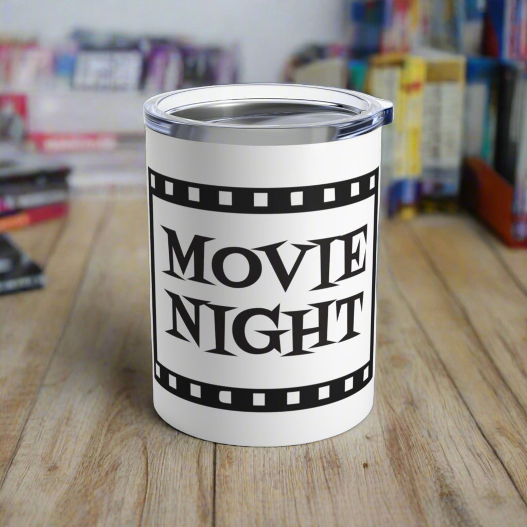 Movie Night Travel Tumbler 10oz Stainless Steel Retro Film Strip Atomic Era Design