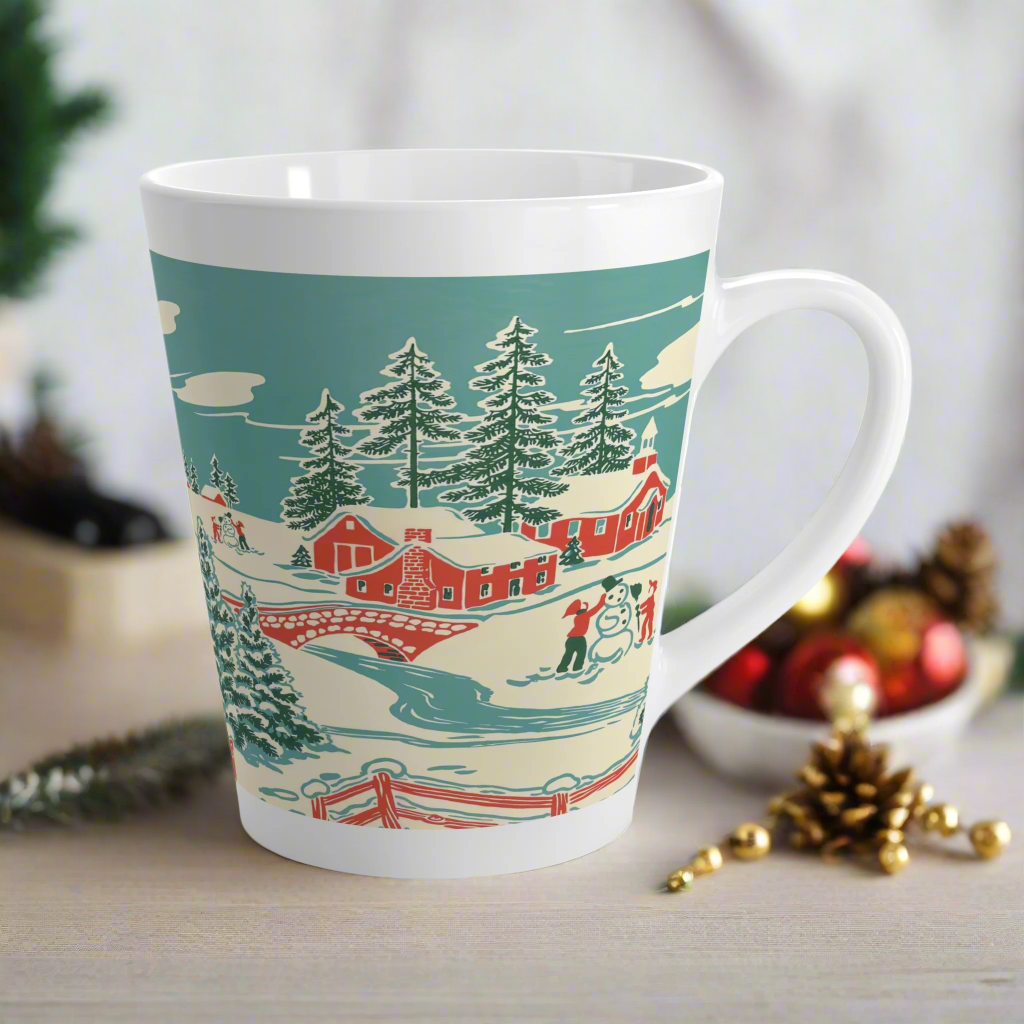 Christmas Winter Scene Retro Christmas Latte Coffee Mug