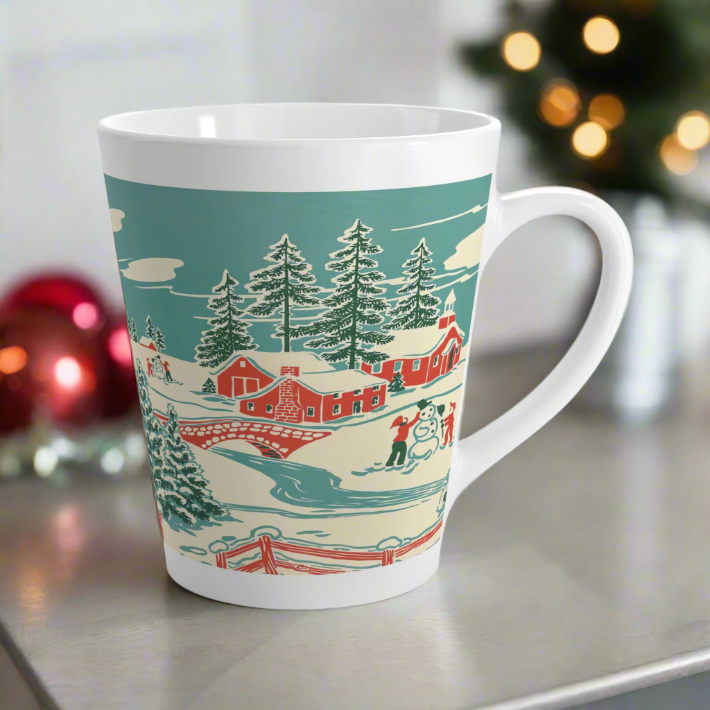 Christmas Winter Scene Retro Christmas Latte Coffee Mug
