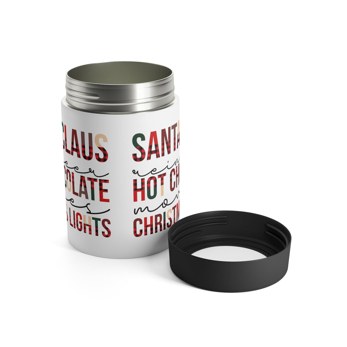 Santa Claus Reindeer Hot Chocolate Movies Christmas Lights Christmas Stainless Steel Can Holder