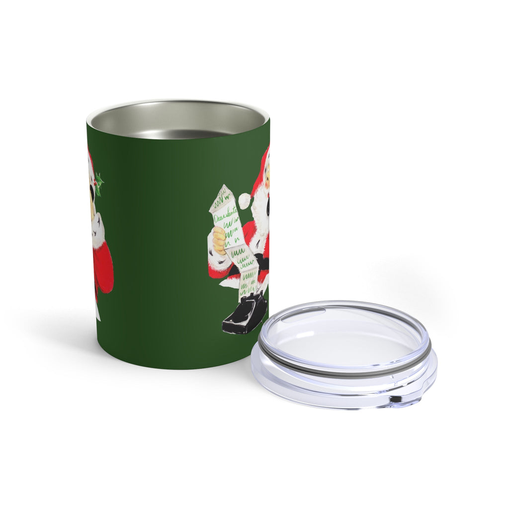 Santa Checking His List On Telephone Vintage Retro Christmas Print Stainless Steel Tumbler 10oz
