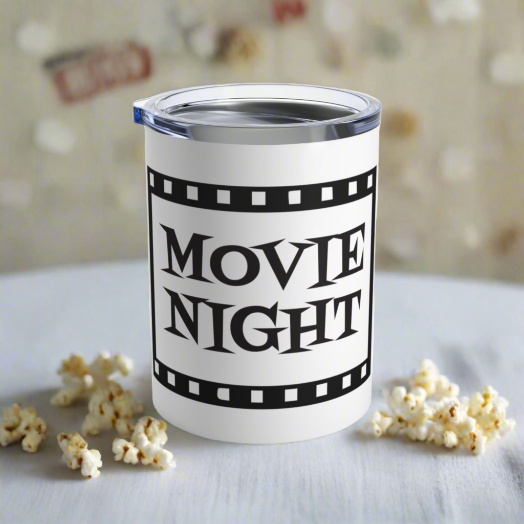 Movie Night Travel Tumbler 10oz Stainless Steel Retro Film Strip Atomic Era Design