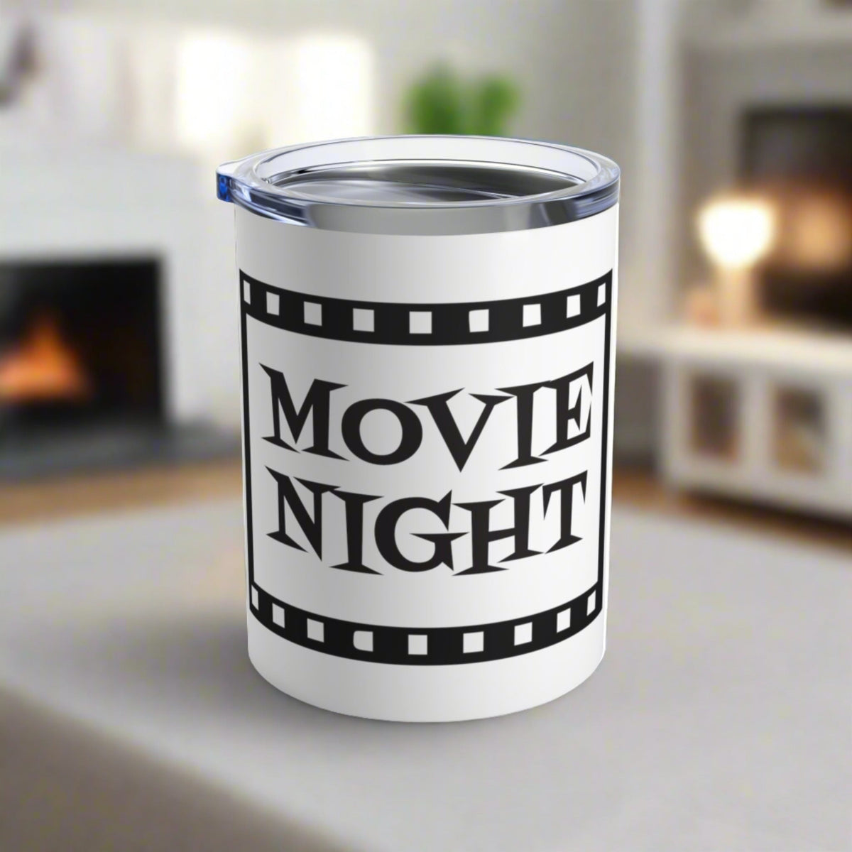 Movie Night Travel Tumbler 10oz Stainless Steel Retro Film Strip Atomic Era Design