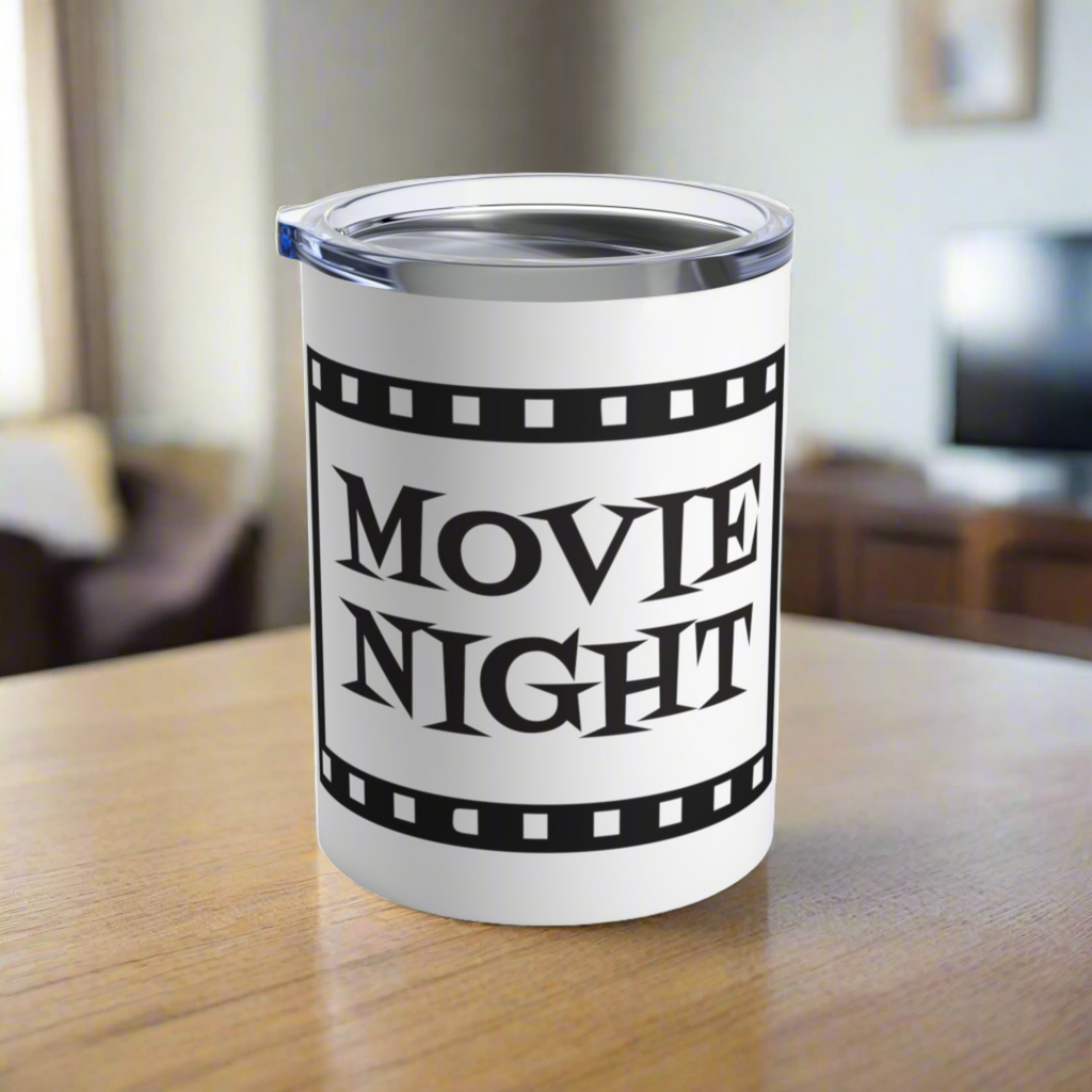 Movie Night Travel Tumbler 10oz Stainless Steel Retro Film Strip Atomic Era Design
