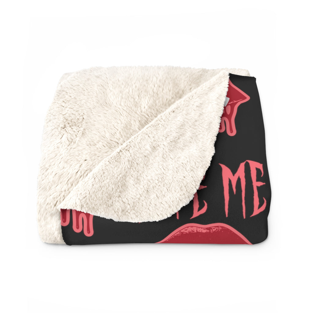 Bite Me Vampire Fangs Halloween Fall Autumn Sherpa Fleece Blanket