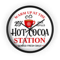 Warm Up At The Hot Cocoa Station Christmas Black Christmas Wall Clock