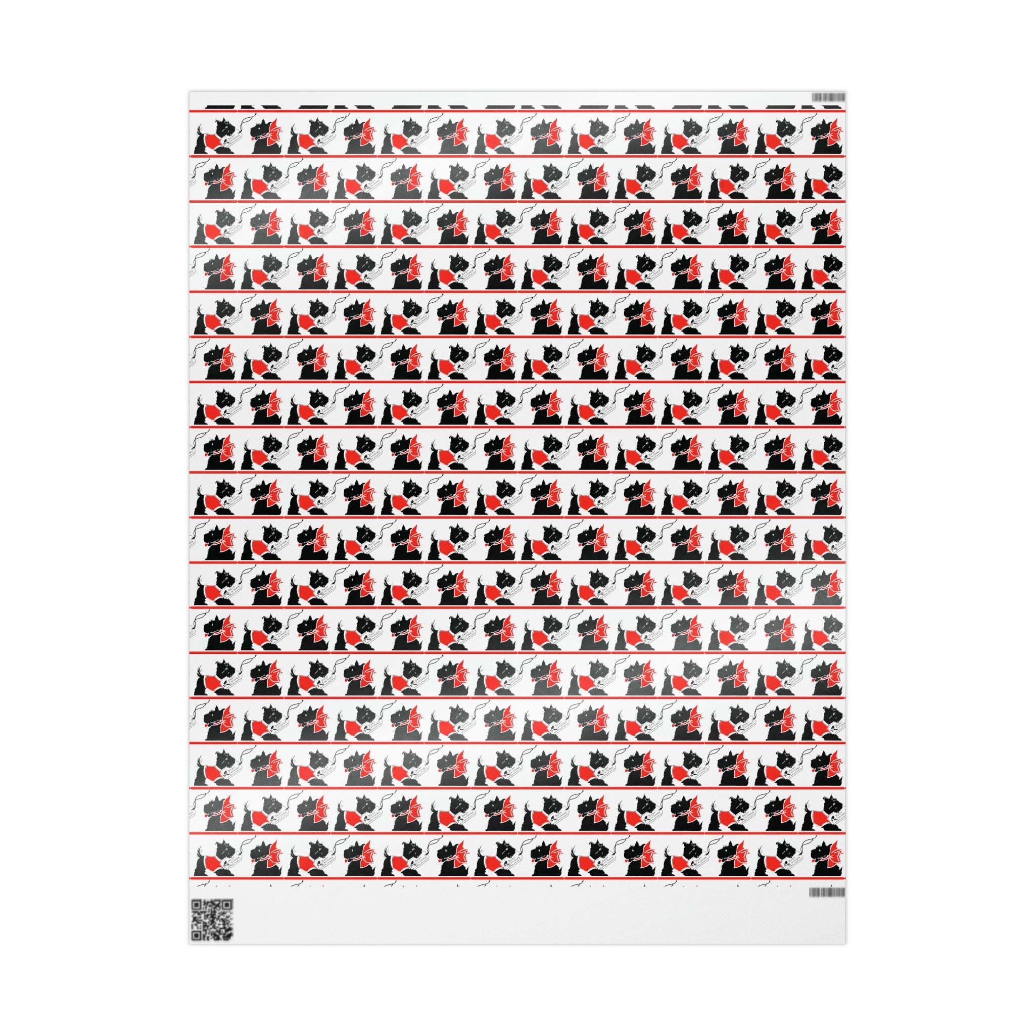 Best Wishes Christmas Scotties Mid Century Retro Christmas Print Holiday Gift Wrap Paper - Glossy Or Matte