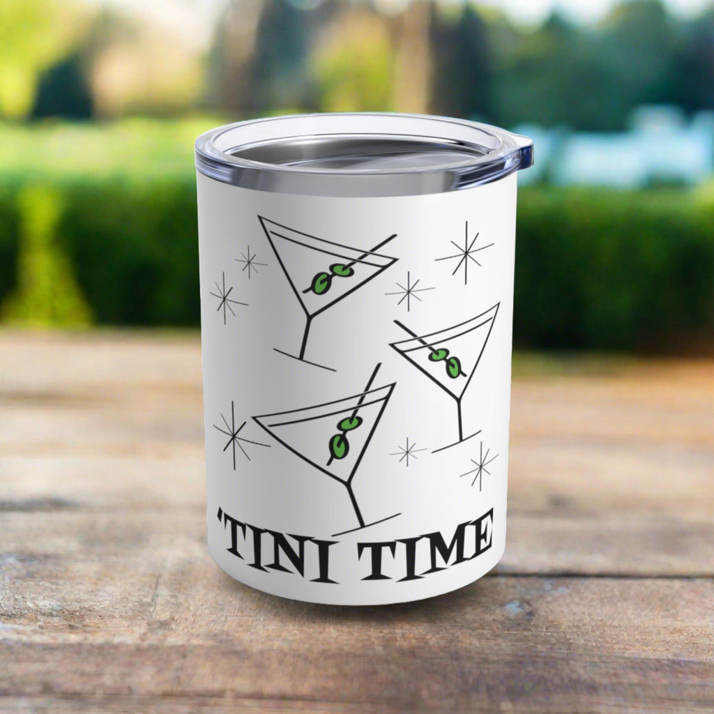 'Tini Time Martini Cocktails Atomic Mid Century Retro Style Stainless Steel Tumbler 10oz