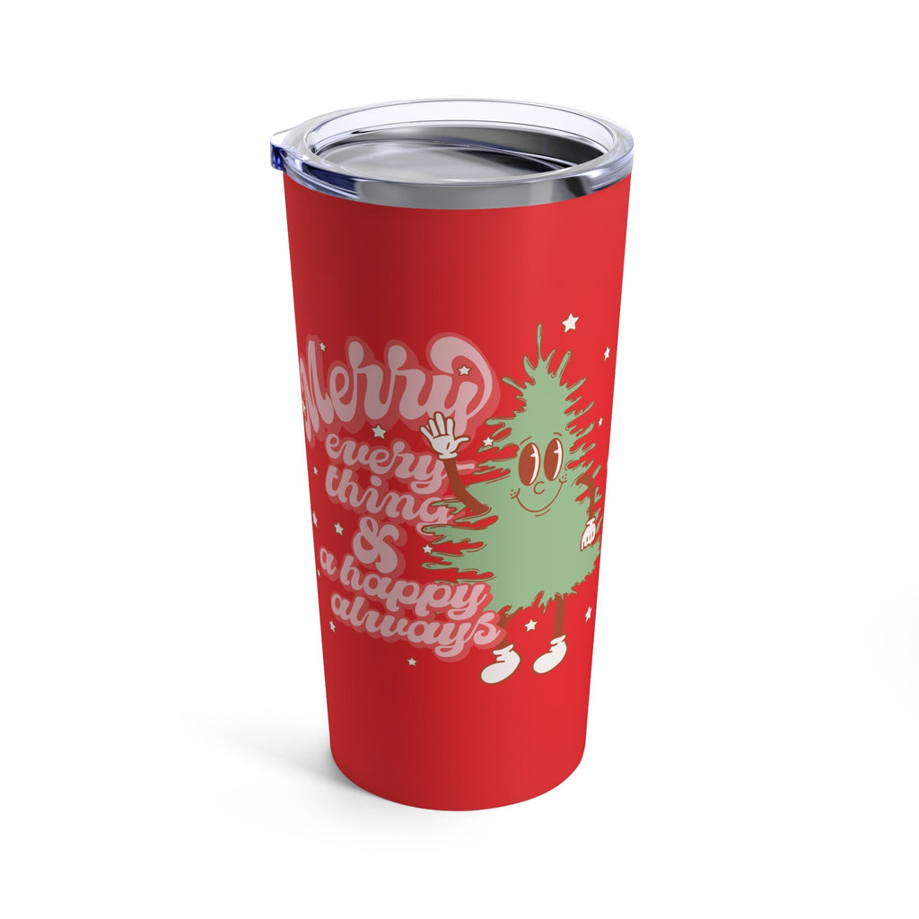 Merry Everything And Happy Always Cute Christmas Tree Retro Style Christmas Stainless Steel Tumbler 20oz