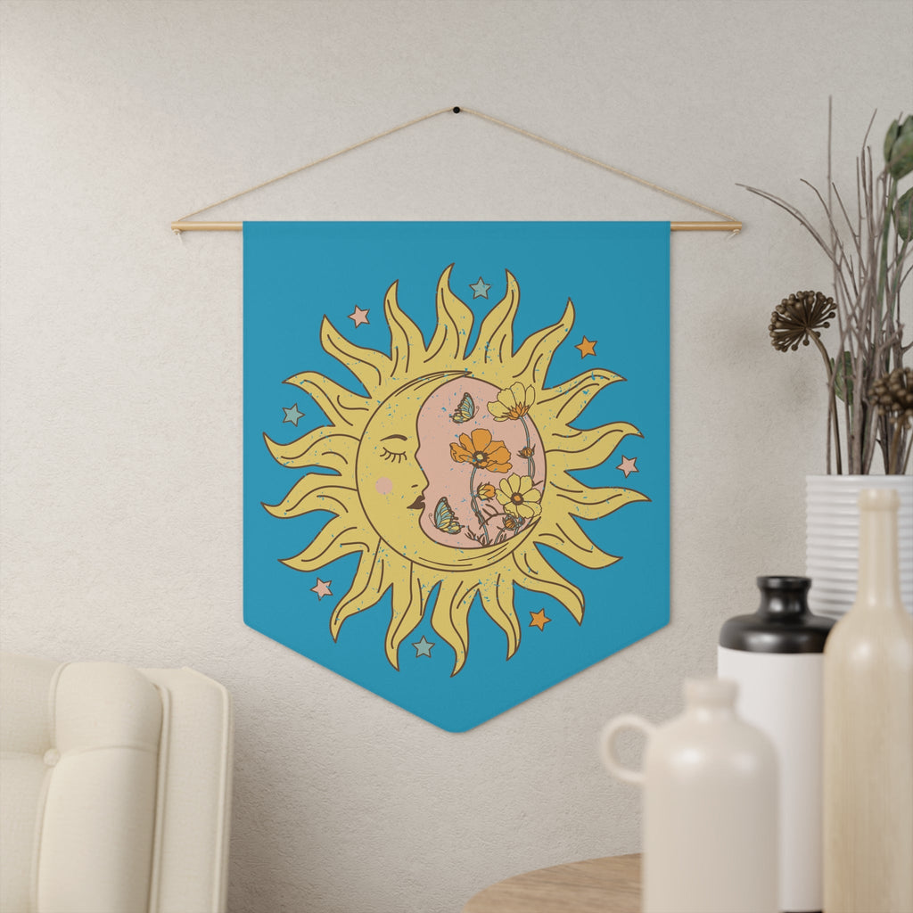 Celestial Sun Moon Print Wall Hanging Banner Flag
