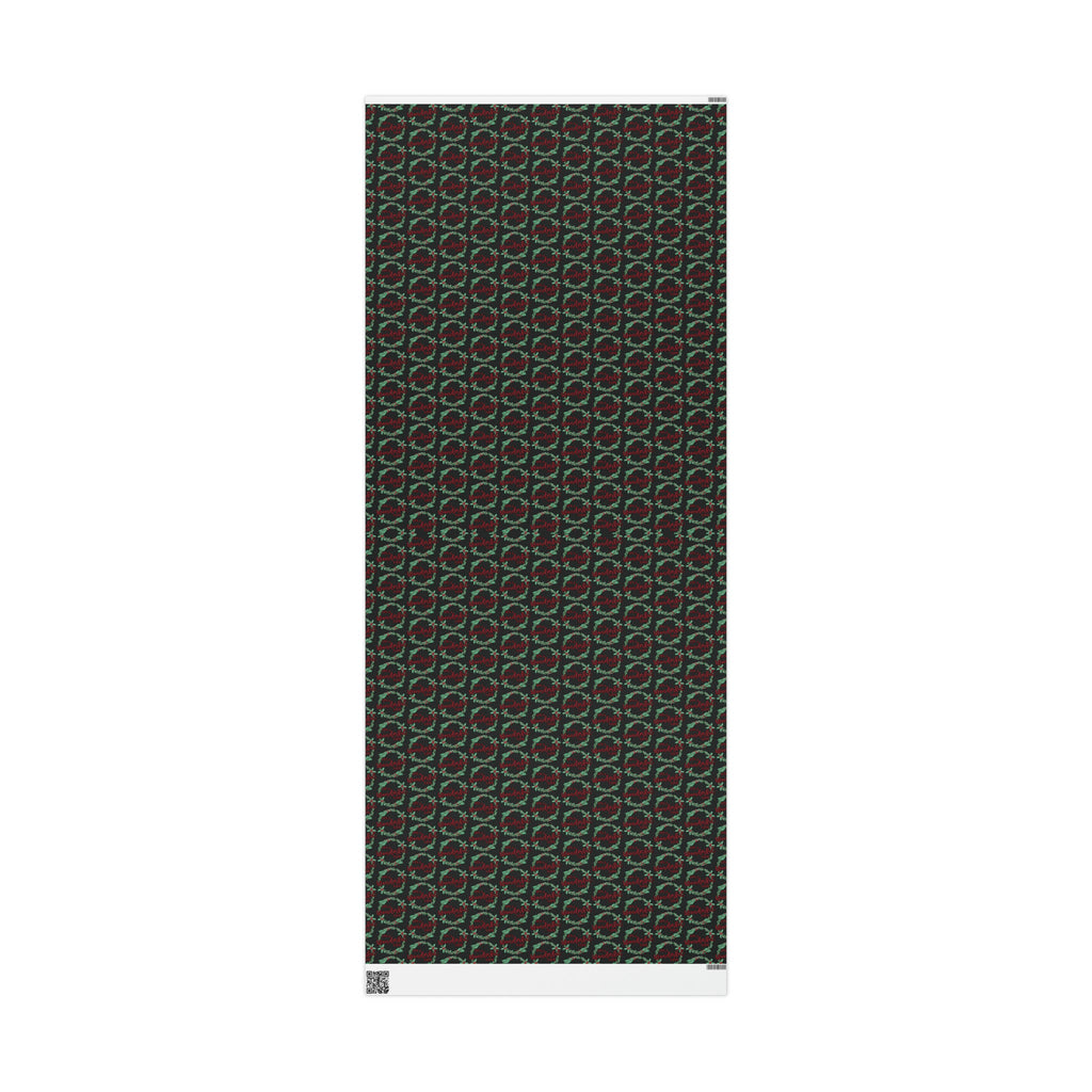 It's A Wonderful Life Christmas Wreath Black Retro Style Holiday Gift Wrap Paper - Glossy Or Matte