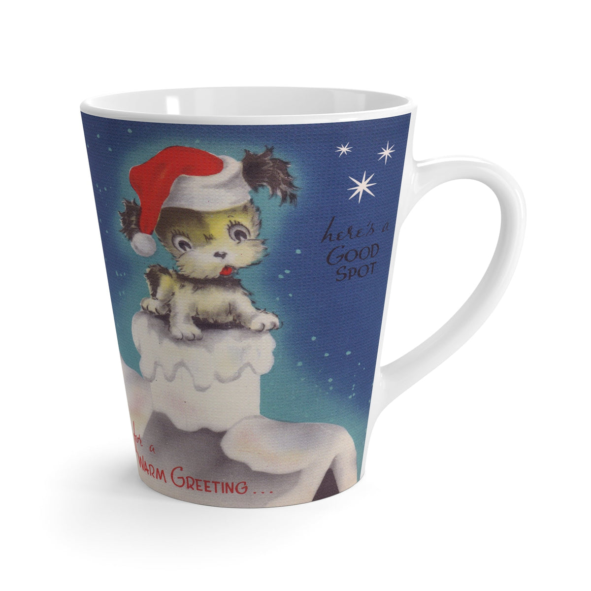 Cute Puppy Retro Christmas Print Latte Coffee Mug