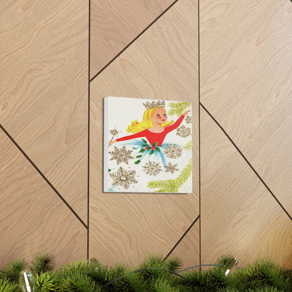 Christmas Fairy 50s Mid Century Retro Christmas Print Canvas Gallery Wrap