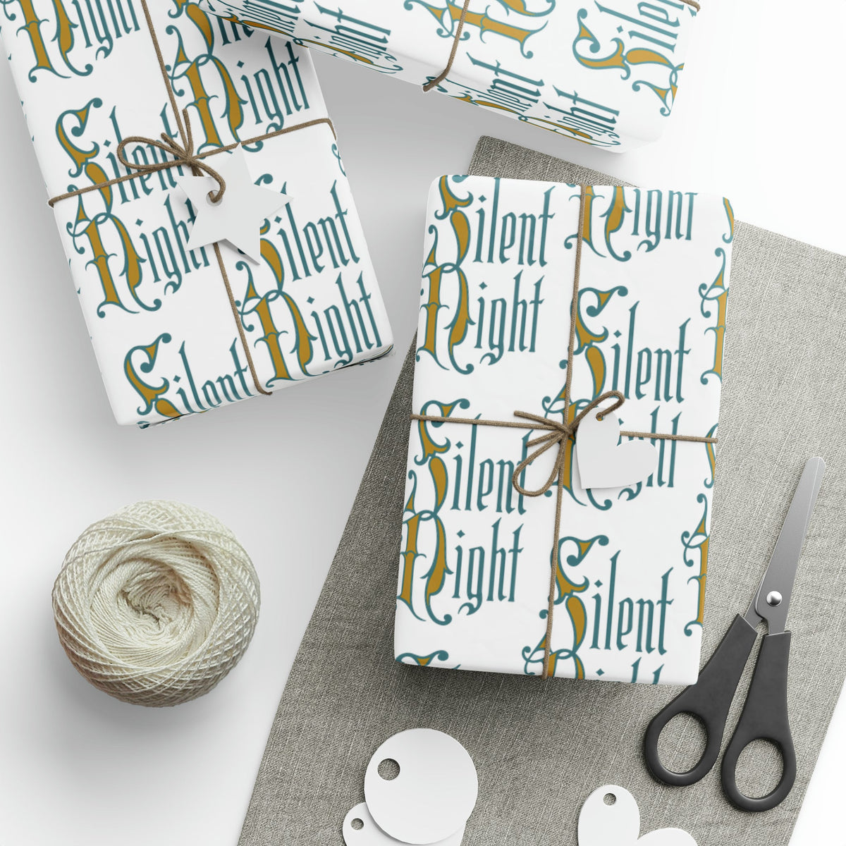 Silent Night Retro Style Christmas Holiday Gift Wrap Paper - Glossy Or Matte
