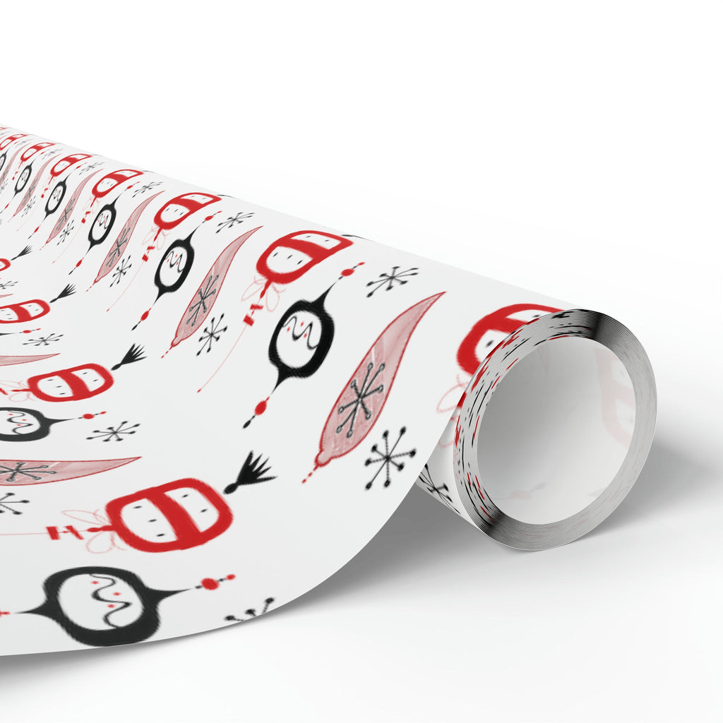 Retro Christmas Ornaments Mid Century Retro Christmas Print Holiday Gift Wrap Paper - Glossy Or Matte