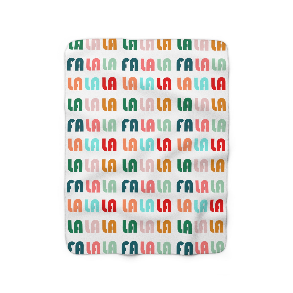 Fa La La Christmas Retro Style Print Sherpa Fleece Blanket