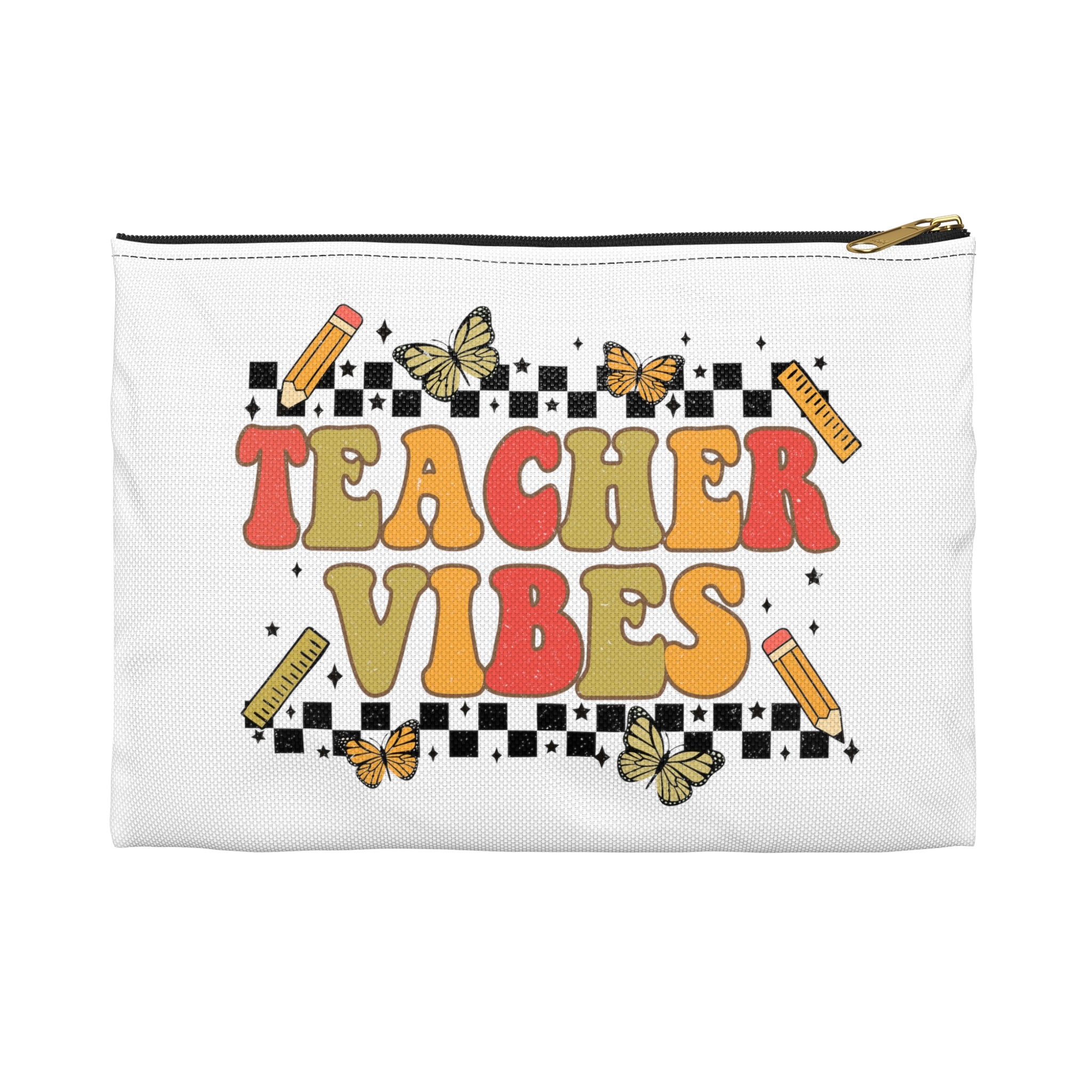 Teacher Vibes Polyester Accessory Pouch Travel Bag