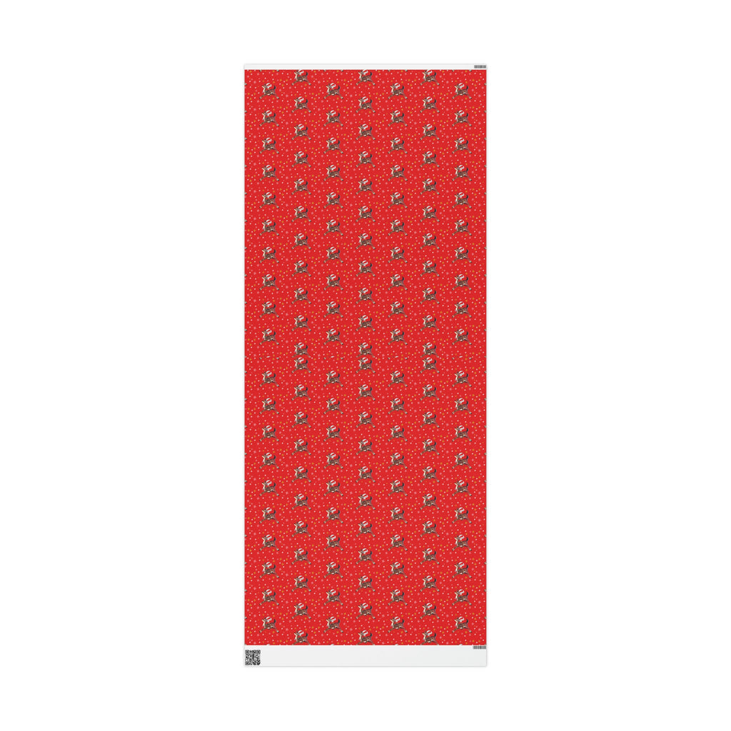 Leaping Reindeer Stars Red Mid Century Retro Christmas Print Holiday Gift Wrap Paper - Glossy Or Matte