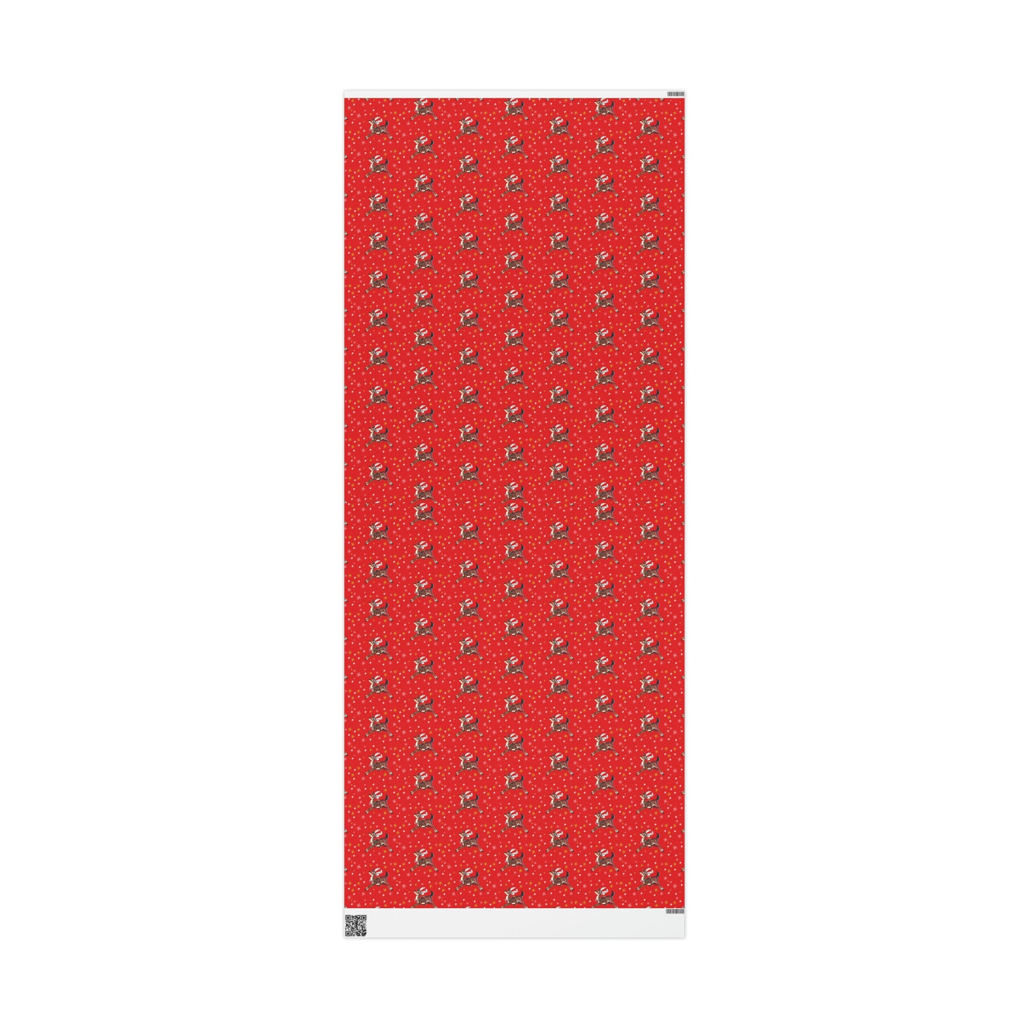 Leaping Reindeer Stars Red Mid Century Retro Christmas Print Holiday Gift Wrap Paper - Glossy Or Matte