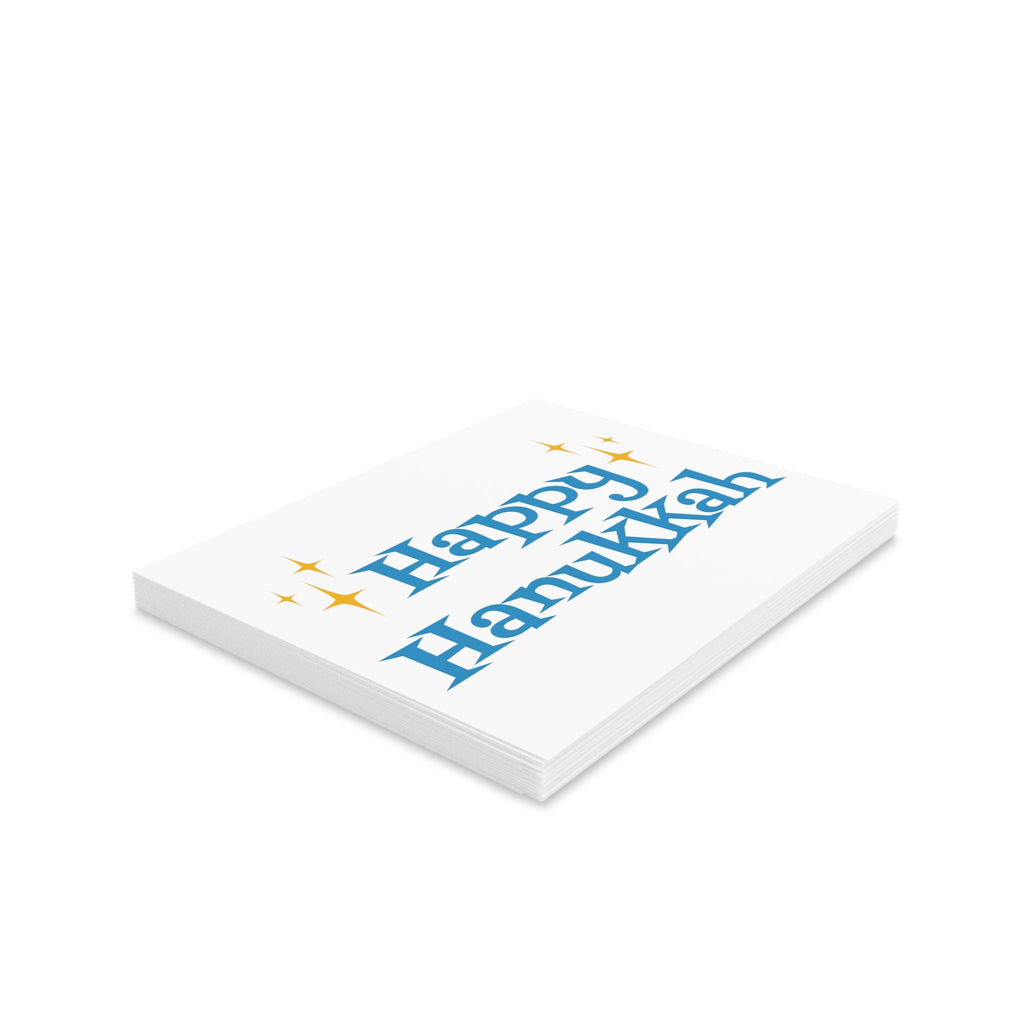 Happy Hanukkah Starburst Atomic Mid Century Retro Style Matte Greeting Cards (8, 16, and 24 pcs)