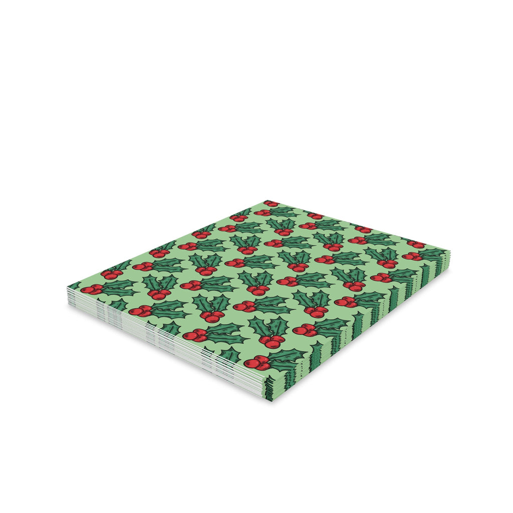 Cute Christmas Holly Print Matte Greeting Cards (8, 16, and 24 pcs)