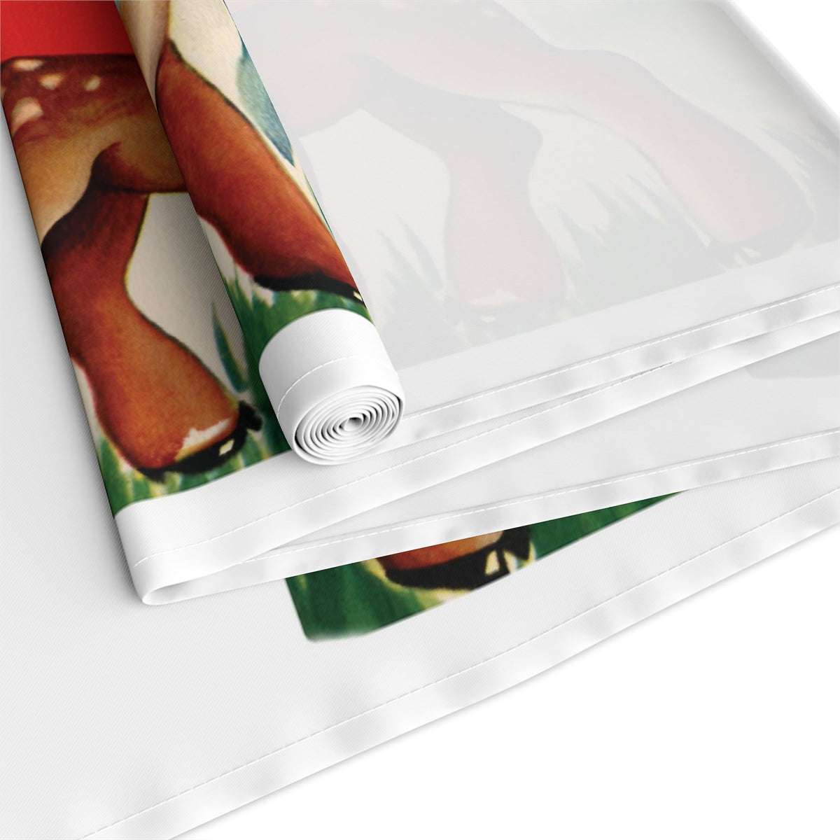 Retro Deer Valentine Table Runner - Adorable Print in Natural Cotton or Quick-Dry Polyester - 16"x72" or 16"x90" Sizes