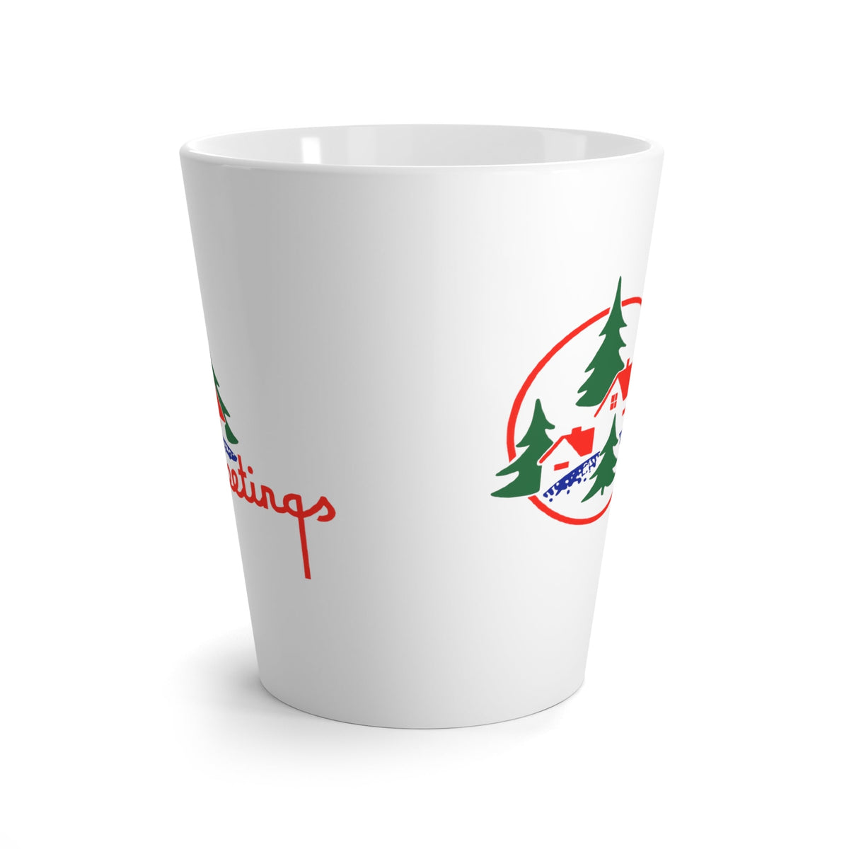 Greetings Retro Christmas Print Latte Coffee Mug