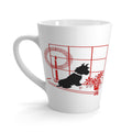 Christmas Scottie In Window With Poinsettias Retro Mid Century Christmas Print Latte Mug