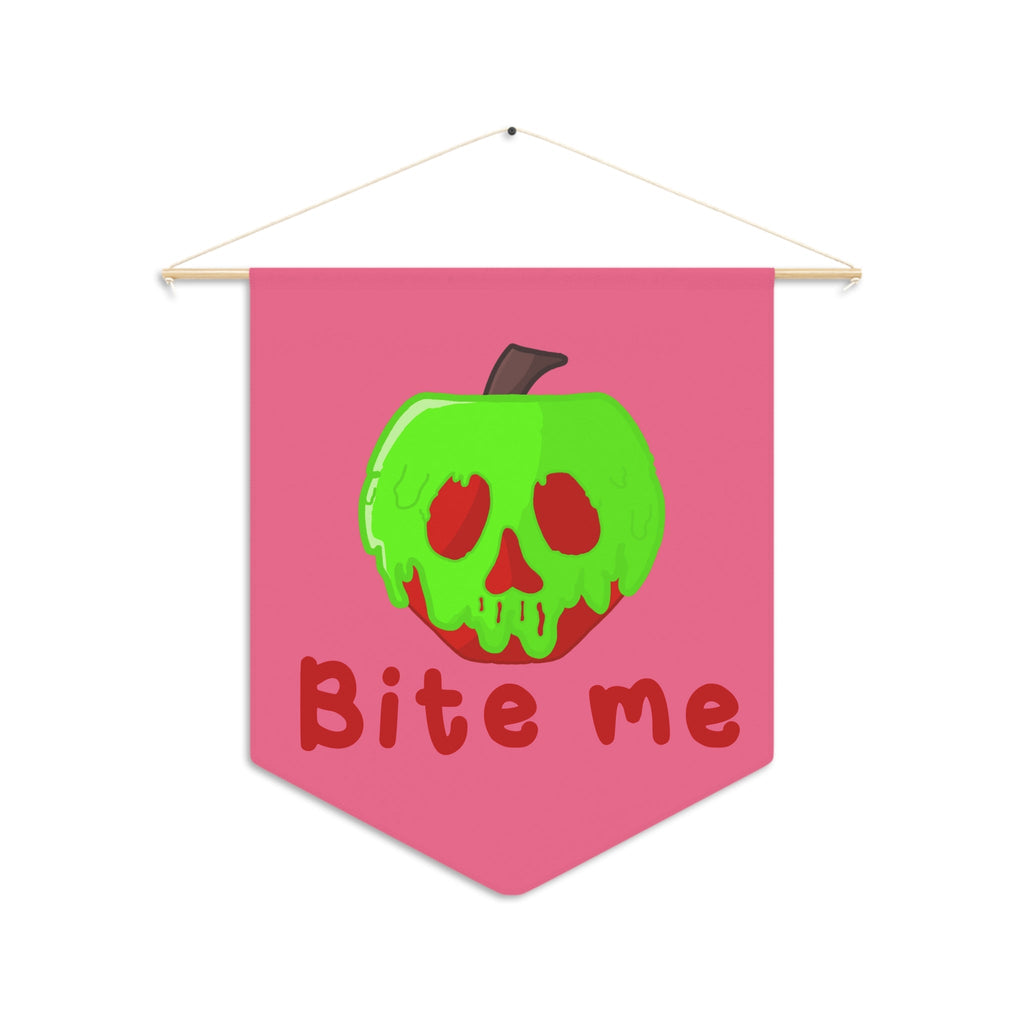 Bite Me Poison Apple Pink Halloween Decor Print Wall Hanging Banner Flag