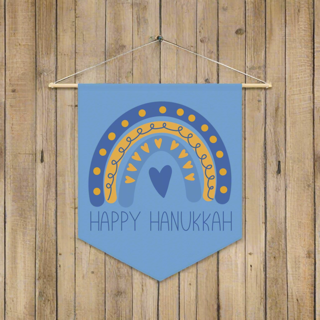 Happy Hanukkah Blue Wall Hanging Banner Flag