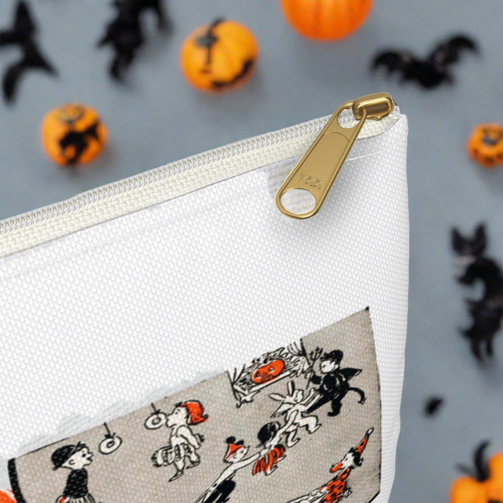 Vintage Halloween Board Game Retro Halloween Print Polyester Accessory Pouch Travel Bag