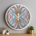 Space Feathers Caden Caraco White Wall Clock