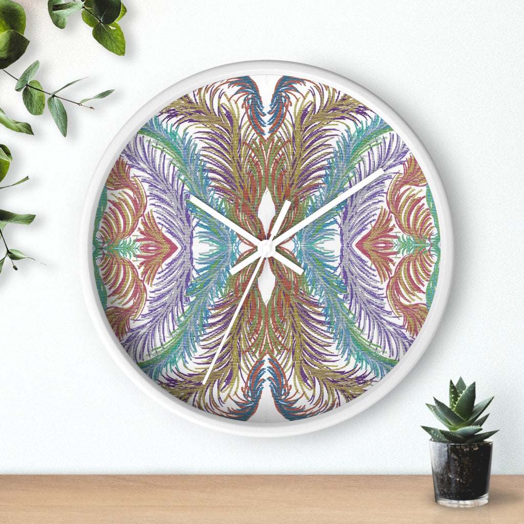 Space Feathers Caden Caraco White Wall Clock