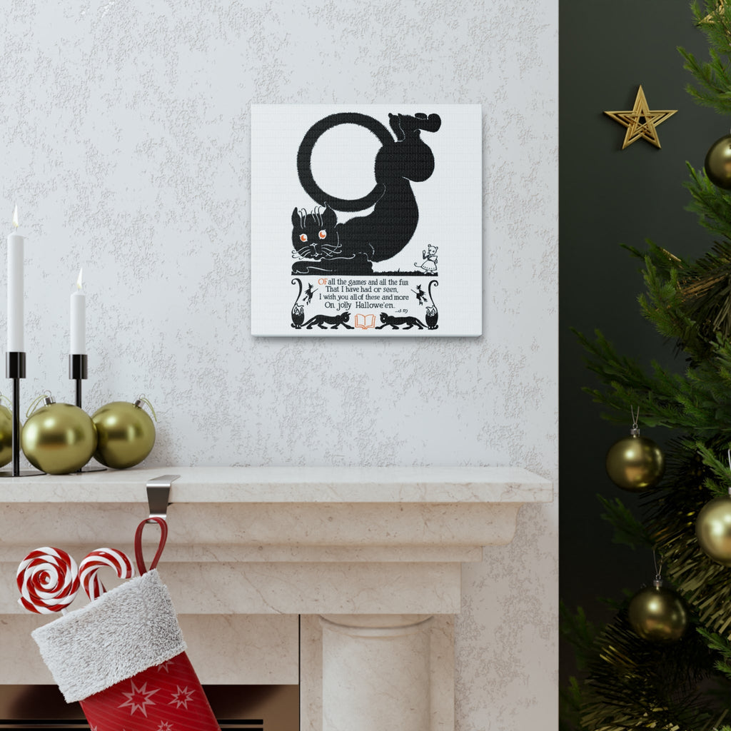 Black Cat Vintage Poem Retro Halloween Print Canvas Gallery Wraps