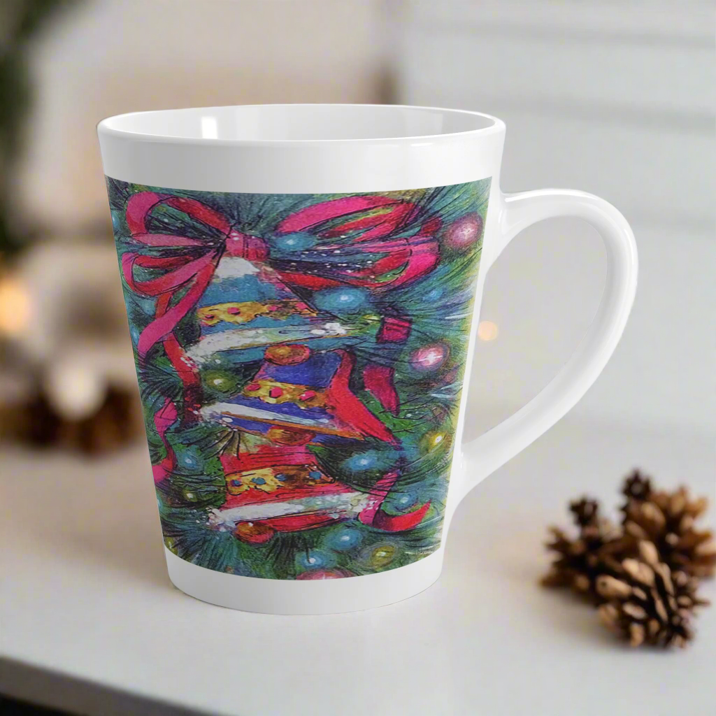 Christmas Bells Mod Retro Latte Coffee Mug