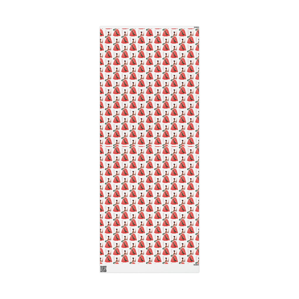 Happy Holidays Christmas Lady With Candle Retro Christmas Print Holiday Gift Wrap Paper - Glossy Or Matte