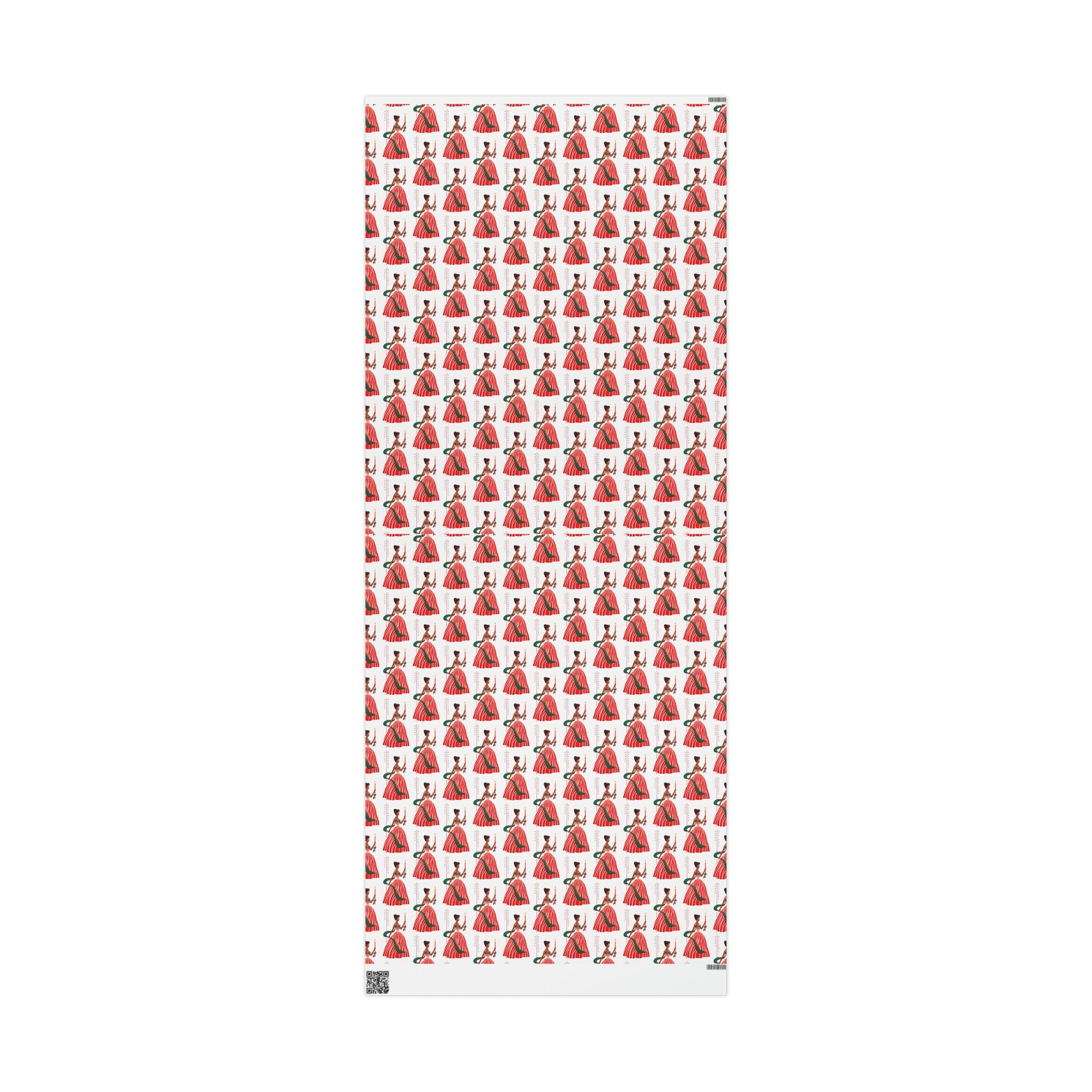 Happy Holidays Christmas Lady With Candle Retro Christmas Print Holiday Gift Wrap Paper - Glossy Or Matte