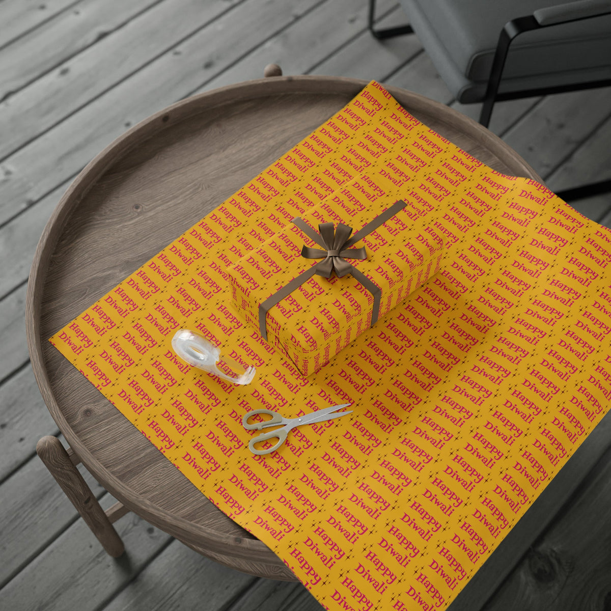 Happy Diwali Starburst Atomic Mid Century Retro Style Holiday Gift Wrap Paper - Glossy Or Matte