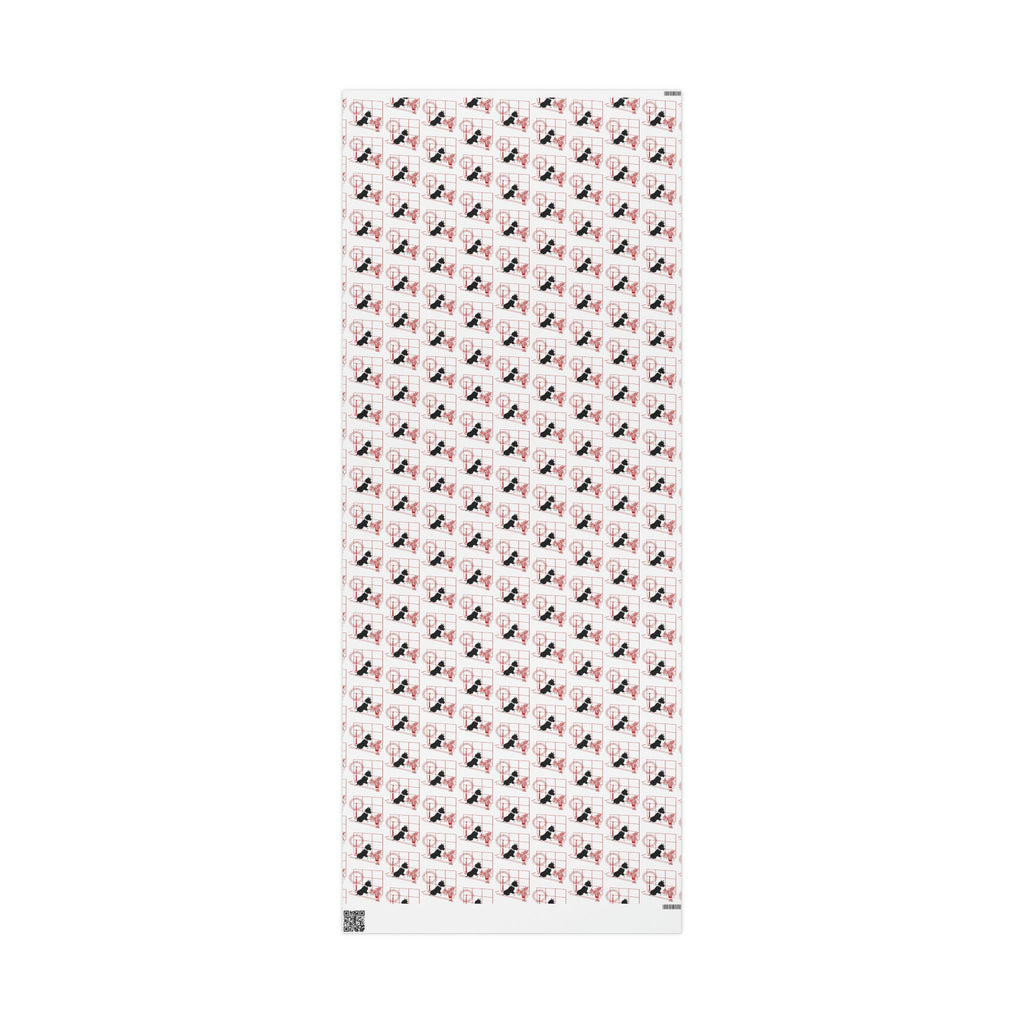 Black Scottie In Window With Candle And Poinsettias Mid Century Retro Christmas Print Holiday Gift Wrap Paper - Glossy Or Matte
